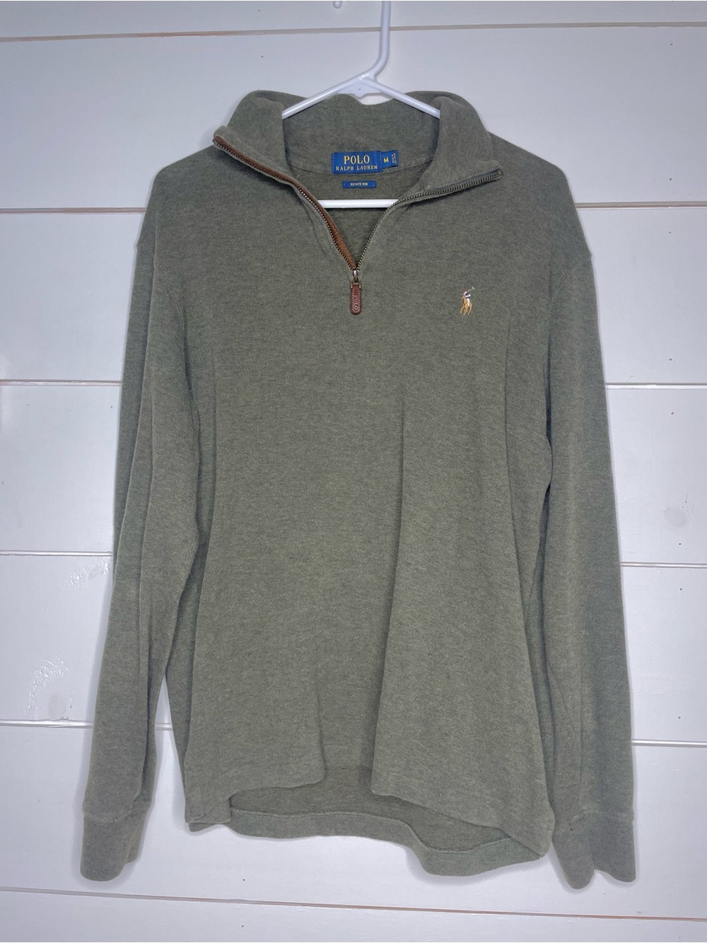 Polo by Ralph Lauren Olive Quarter-Zip Sweater M